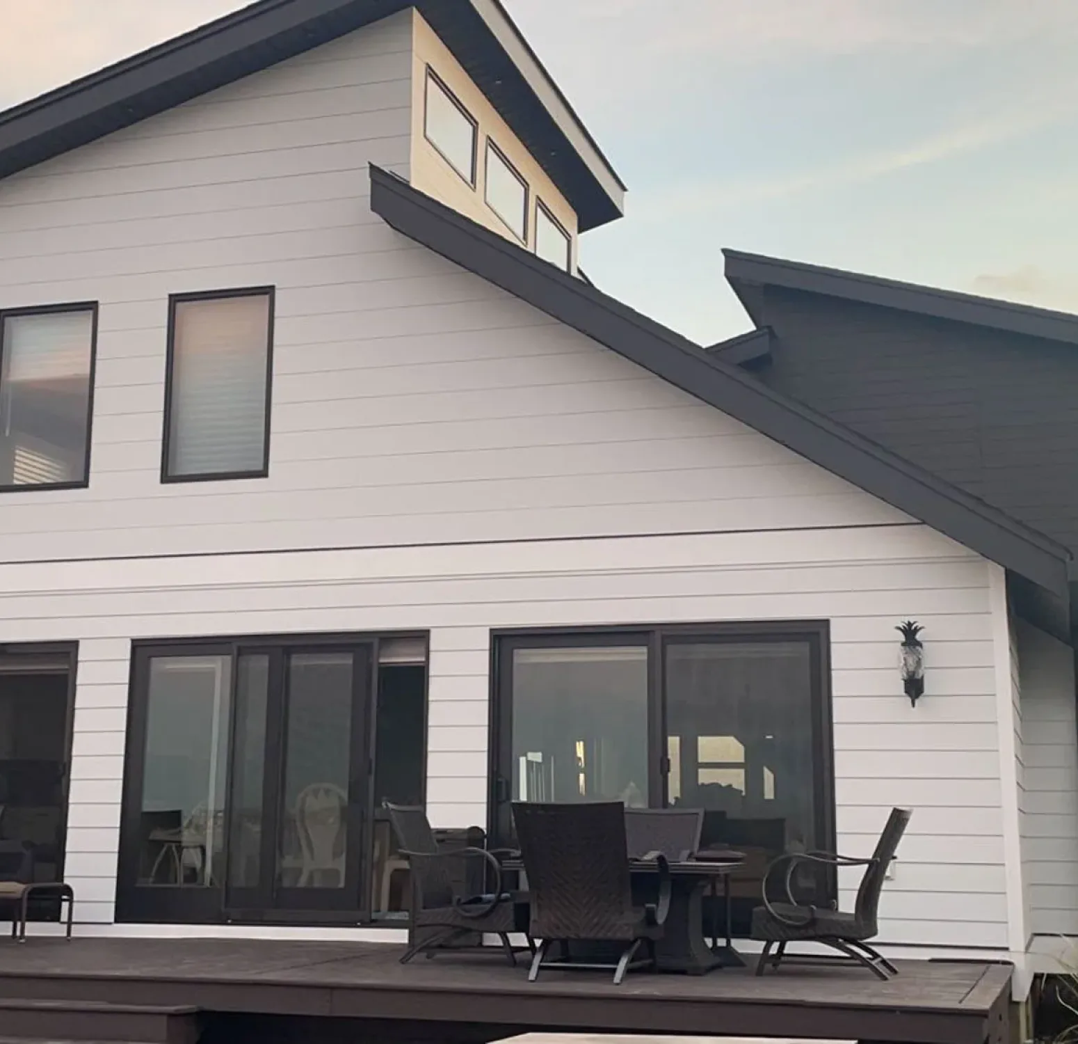 Beautifully finished Nichiha siding showing a nice contrast with dark and white colors