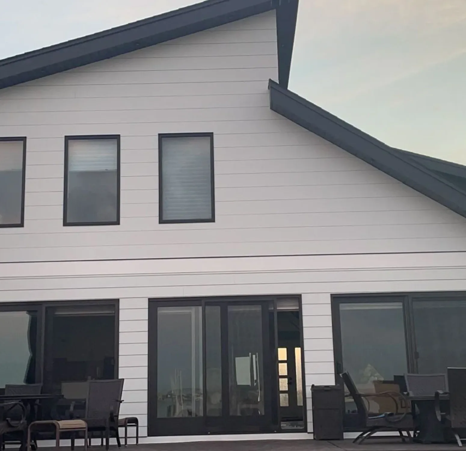 Beautifully finished Nichiha siding showing a nice contrast with dark and white colors